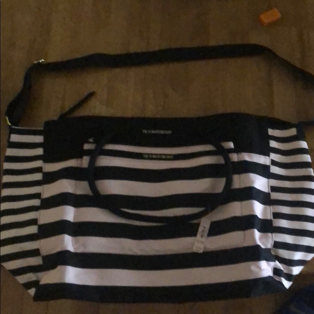 Victoria Secret Black and pink striped tote bag